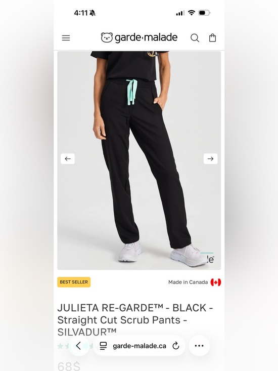 Garde-Malade Pants - Grade-Malade__Julieta Straight Cut Scrub Pants in Black with Mint Drawstring